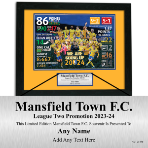  Mansfield Town FC Promotion 2024 Ltd Edition Personalised Framed Print Player Montage & Season Stats