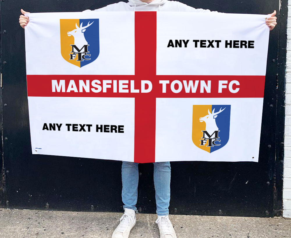Mansfield Town Personalised Flag St George Cross Mansfield Town FC Design 2