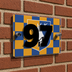 Mansfield Town FC Personalised House Number Plaque Checkerboard