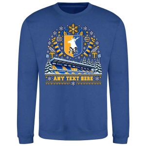 Alternative view of Mansfield Town FC Personalised Christmas Jumper Kids Crest Stadium 1